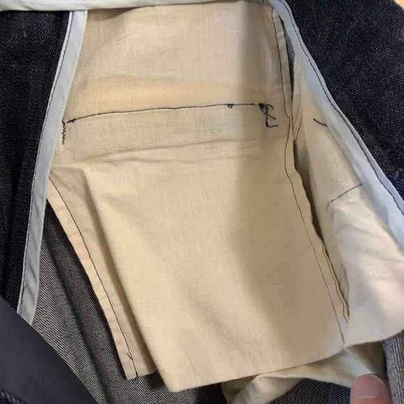 Vintage 70s Blue Denim Pearl Snap 2 PC Suit Set Sz L 1970s Jacket Pants Outfit - Picture 12 of 14